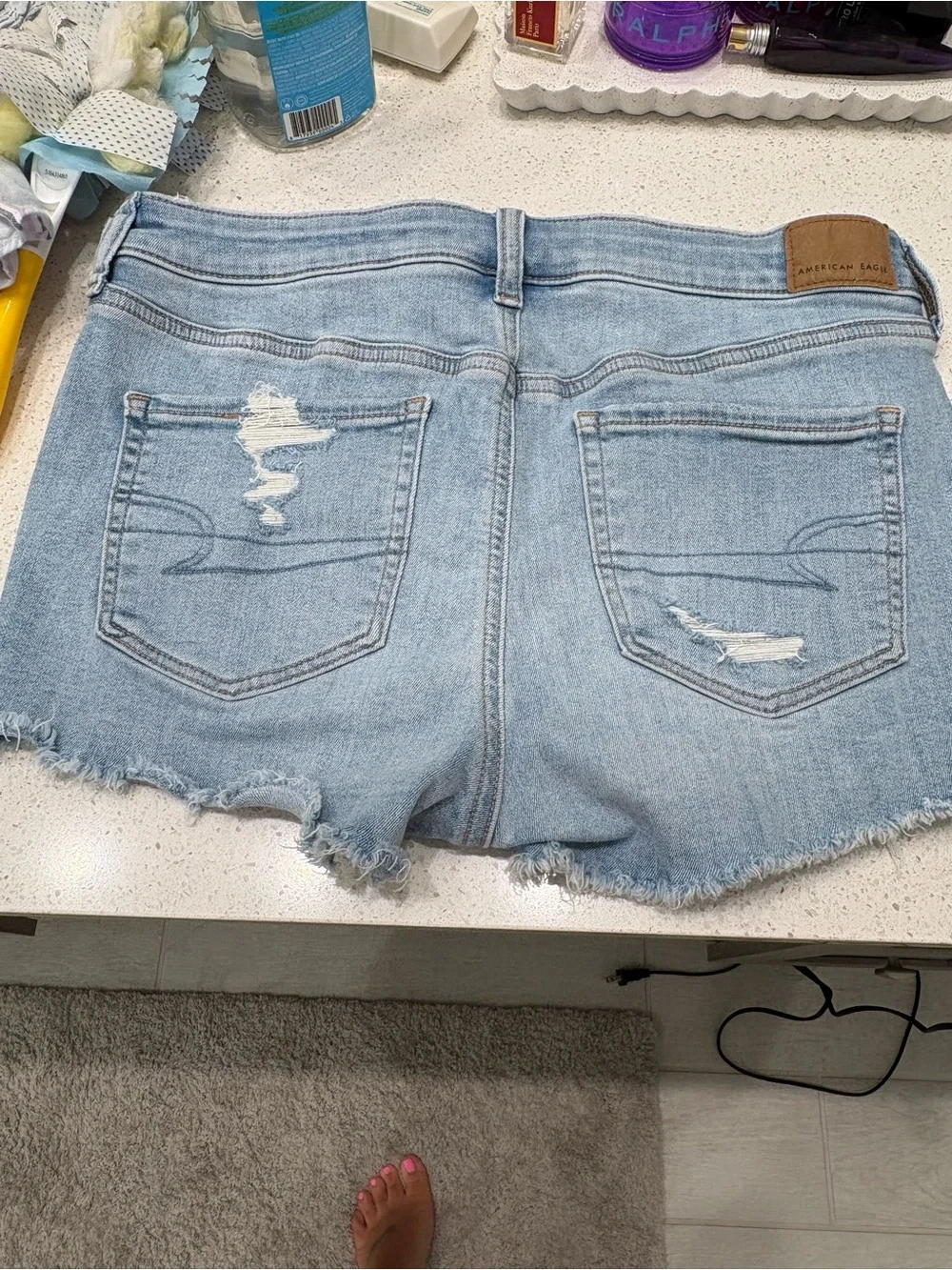Light Wash Distressed Denim Shorts